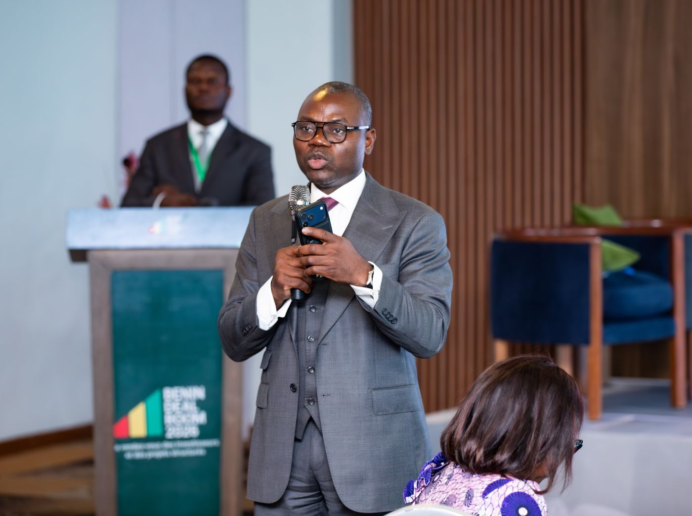 Speaker addressing the room at Benin Deal Room 2026